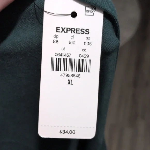 Express Body Contour Cotton Square Neck Tank Top Sz XL Emerald Green NEW NWT - Picture 3 of 3